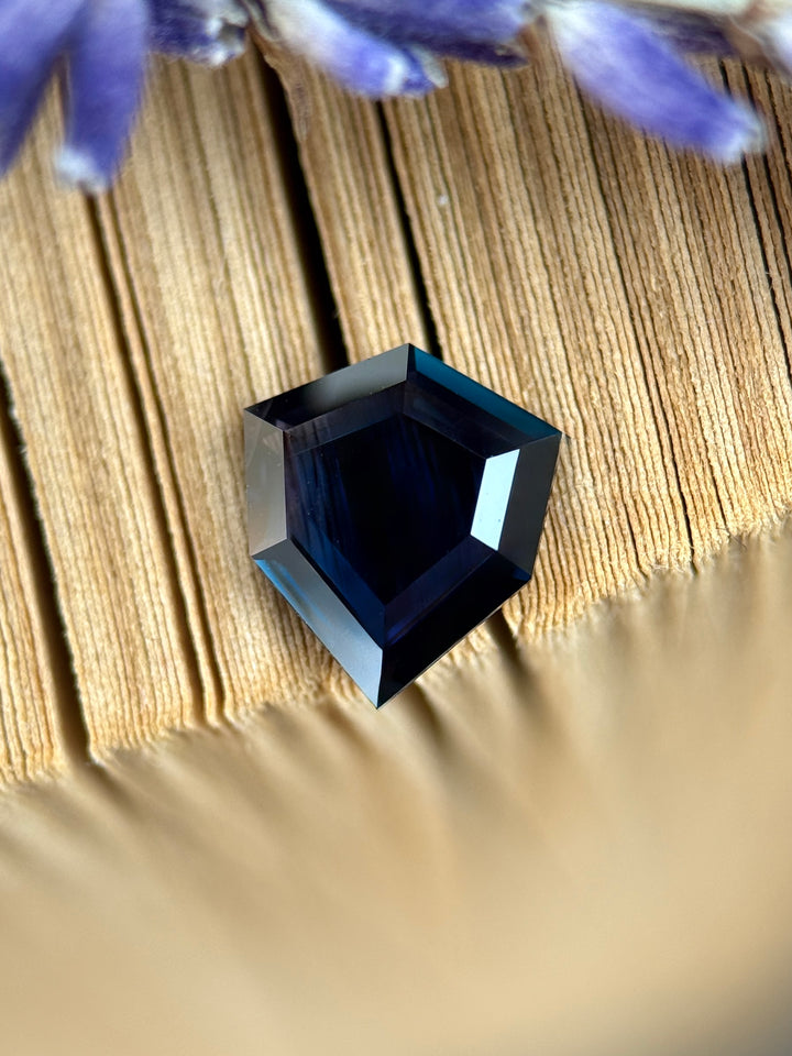 1.37CT Sapphire: Deep Blue Shield Portrait
