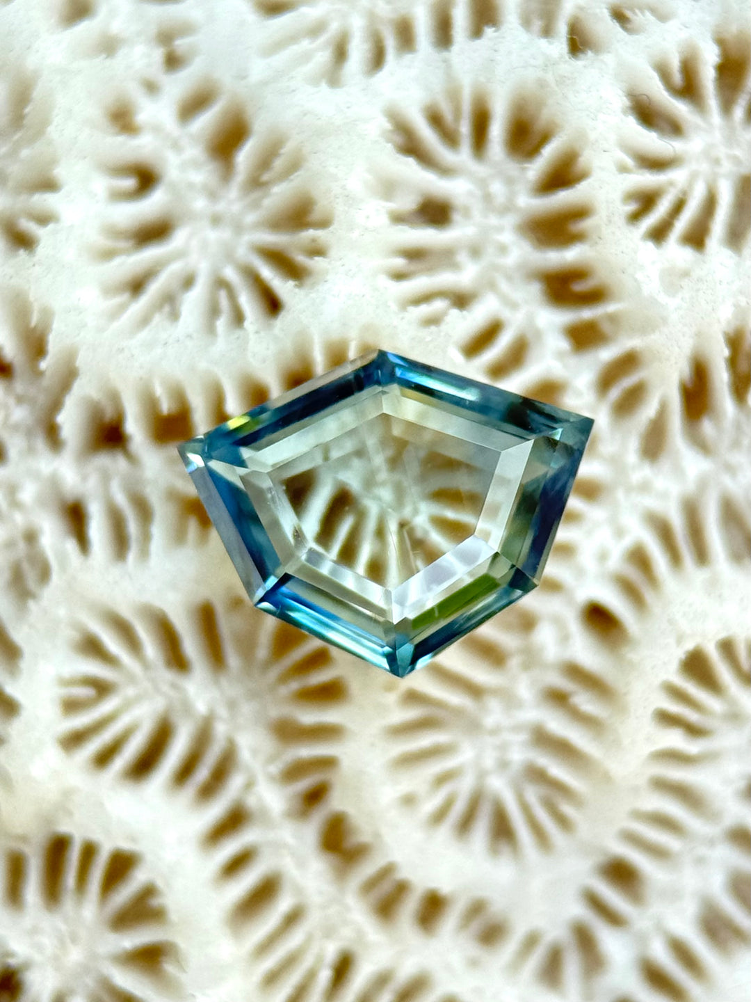 1.13CT Sapphire: Gradient Sky Teal Blue Precision Shield Portrait Cut