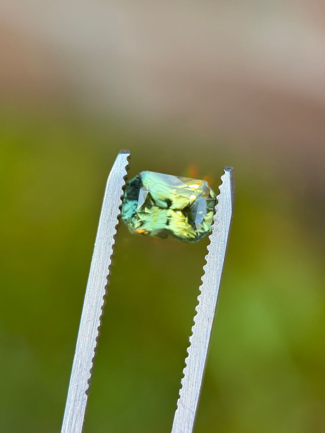 2.01CT Sapphire: Yellow Teal Blue Green Parti Precision Octagon Radiant Cut