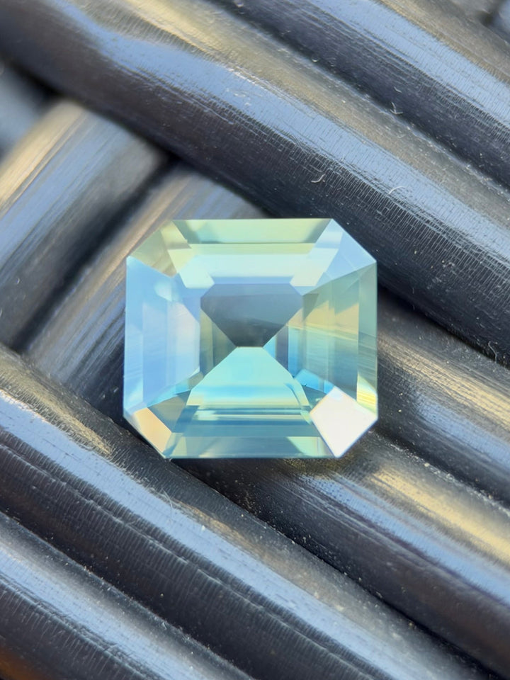 2.00CT Sapphire: Yellowish Blue Teal Opalescent Parti Precision Asscher Cut