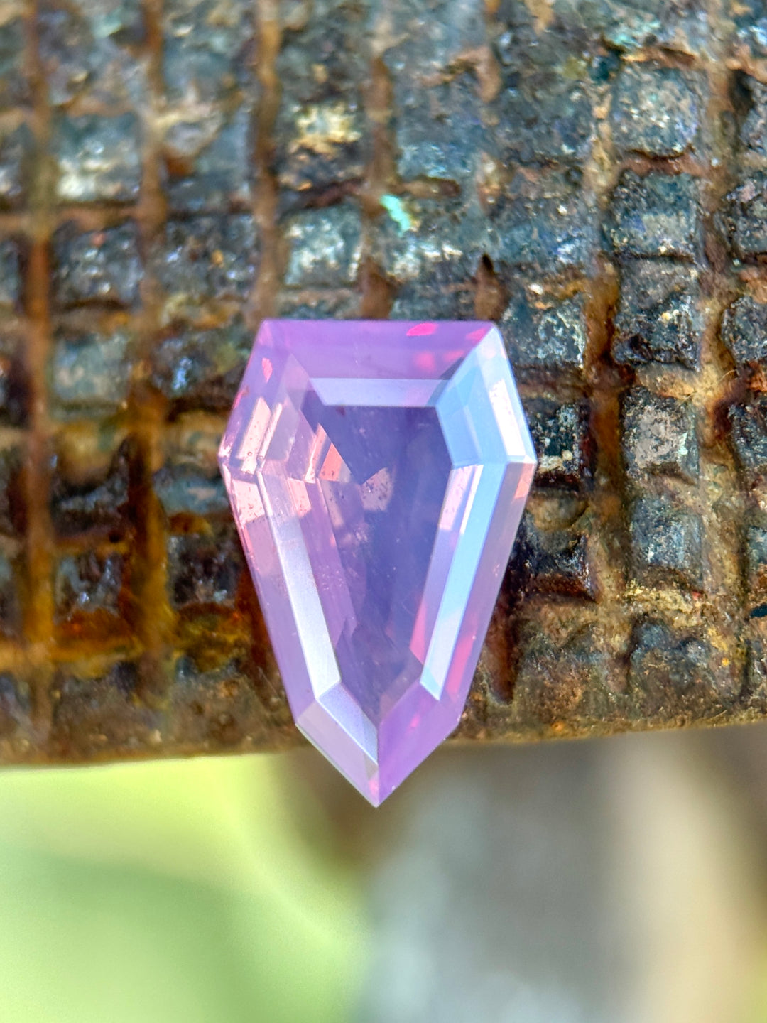 3.00CT Sapphire: Opalescent Bubblegum Pink Custom Elongated Shield Step Cut