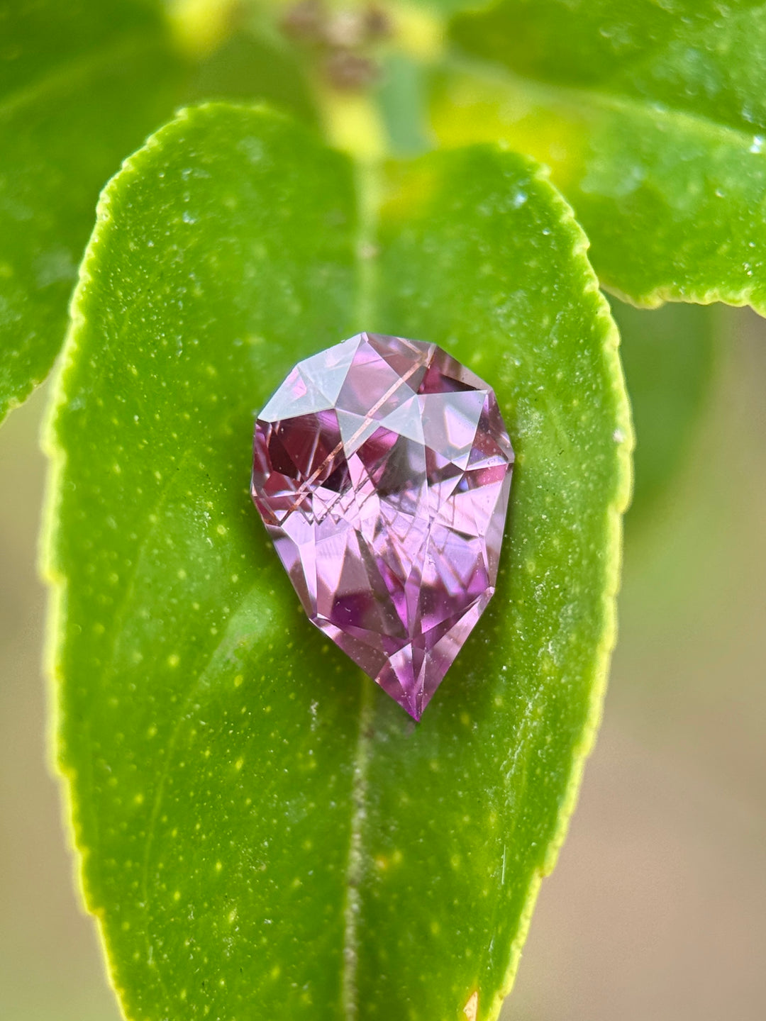 1.62CT Sapphire: Rutilated Rose Pink Precision Custom Geo Pear Mix Cut