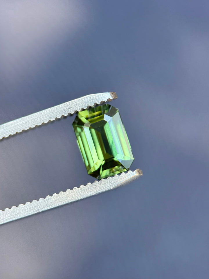 2.03CT Sapphire: Vibrant Earthy Green Precision Emerald Cut