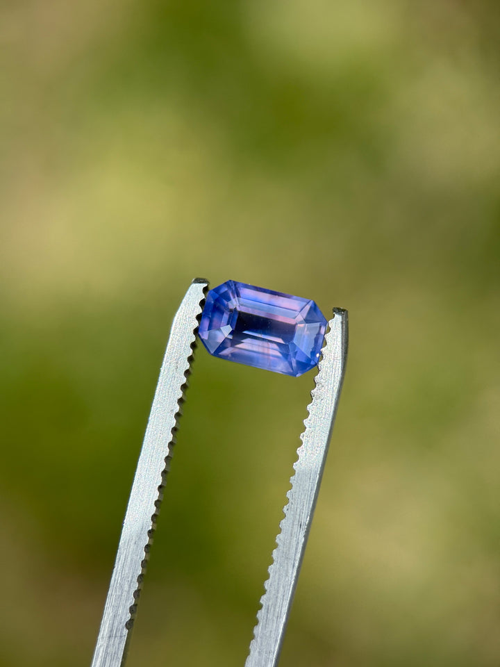 1.23CT Sapphire: Peach Pink Violet Purple Parti Precision Emerald Cut