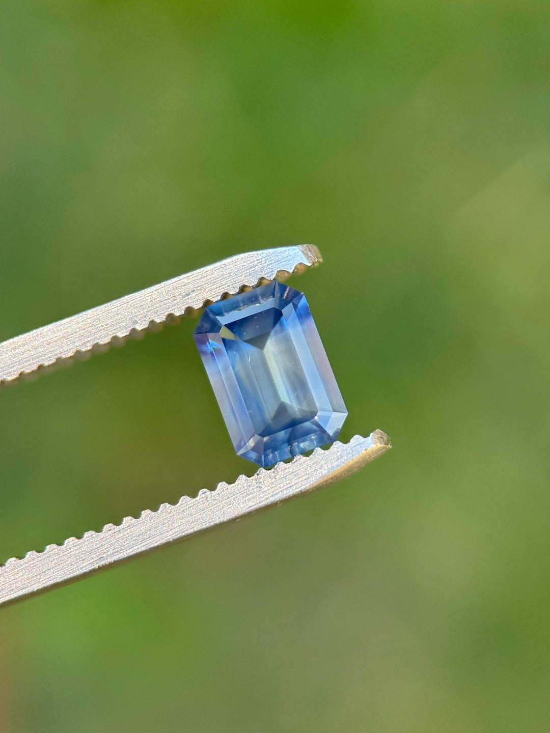 1.16CT Sapphire: Grey Denim Blue Parti Precision Emerald Cut