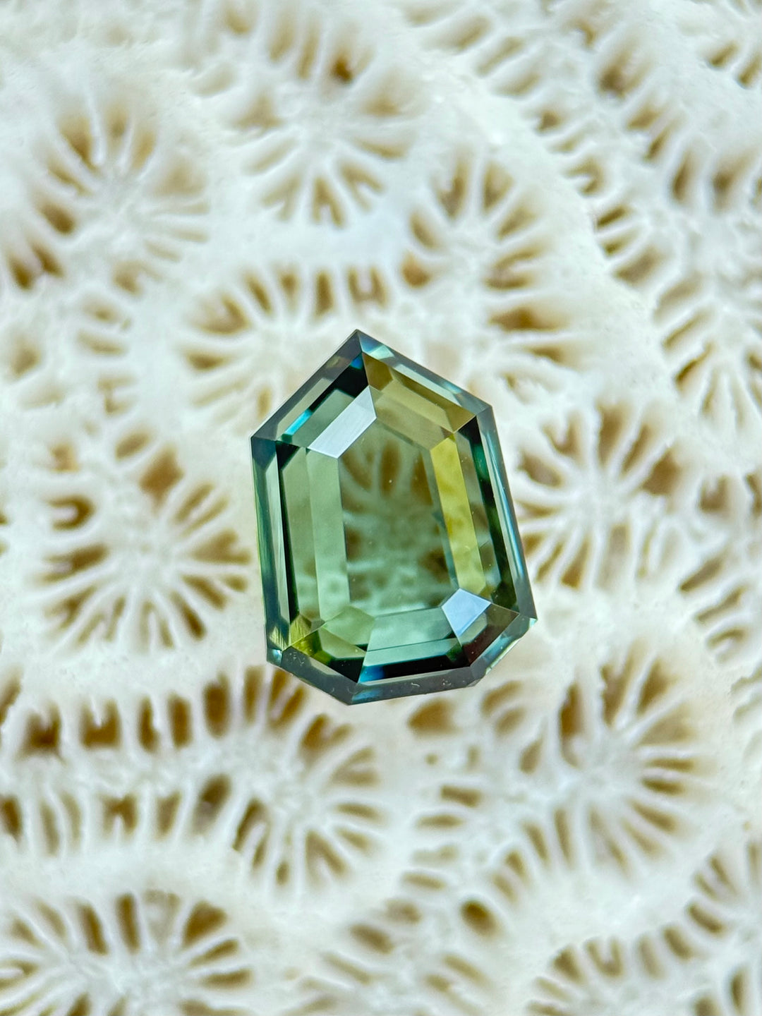 2.01CT Sapphire: Teal Green Precision Shield Portrait Cut