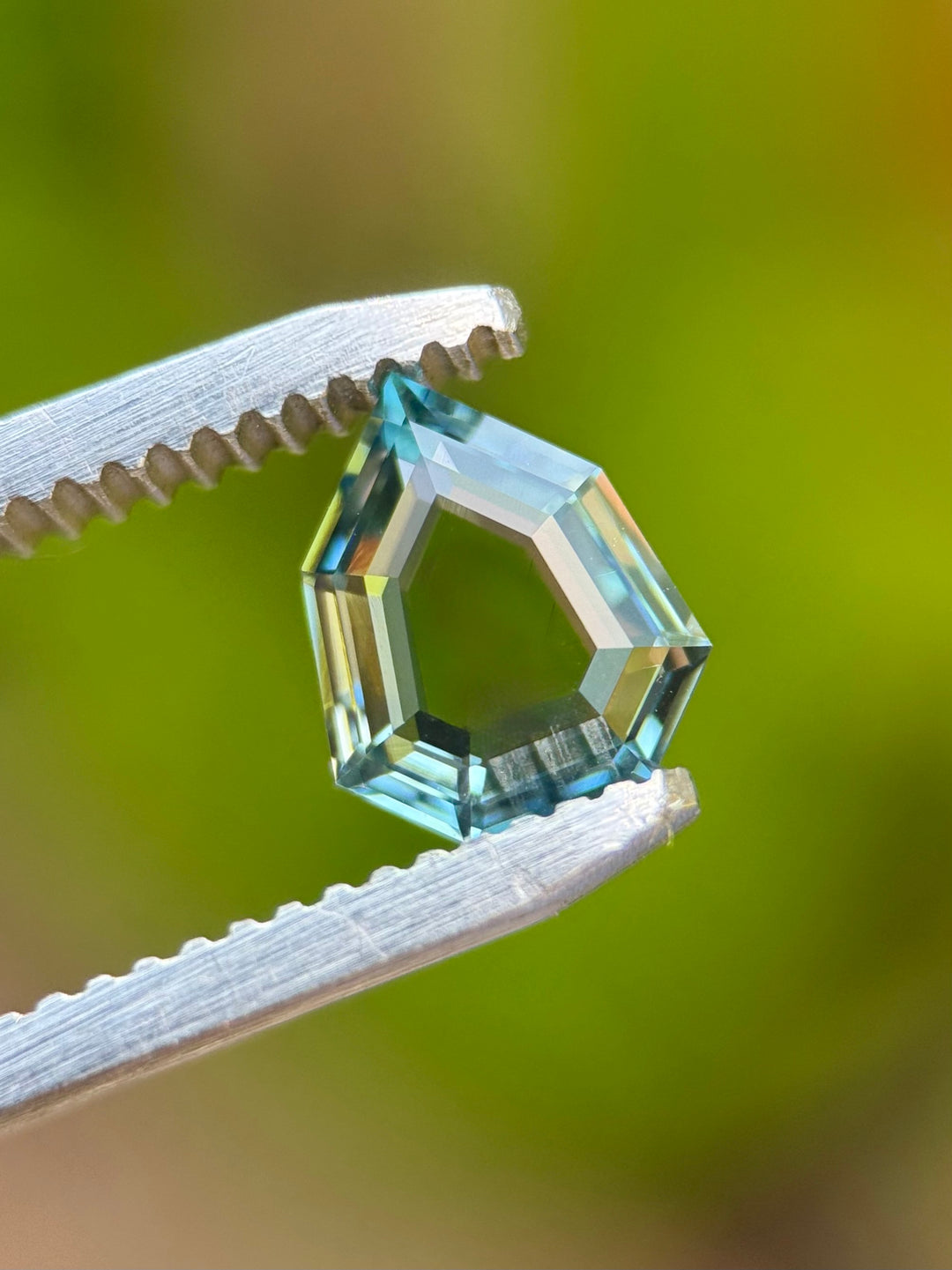1.62CT Sapphire: Teal Blue Green Precision Custom Shield Step Portrait Cut