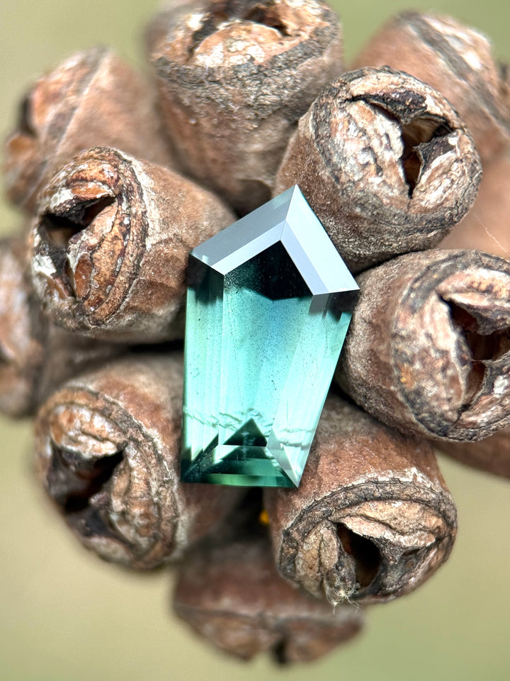 2.85CT Sapphire: Forest Bluish Green Precision Custom Freeform Geometric Step Cut