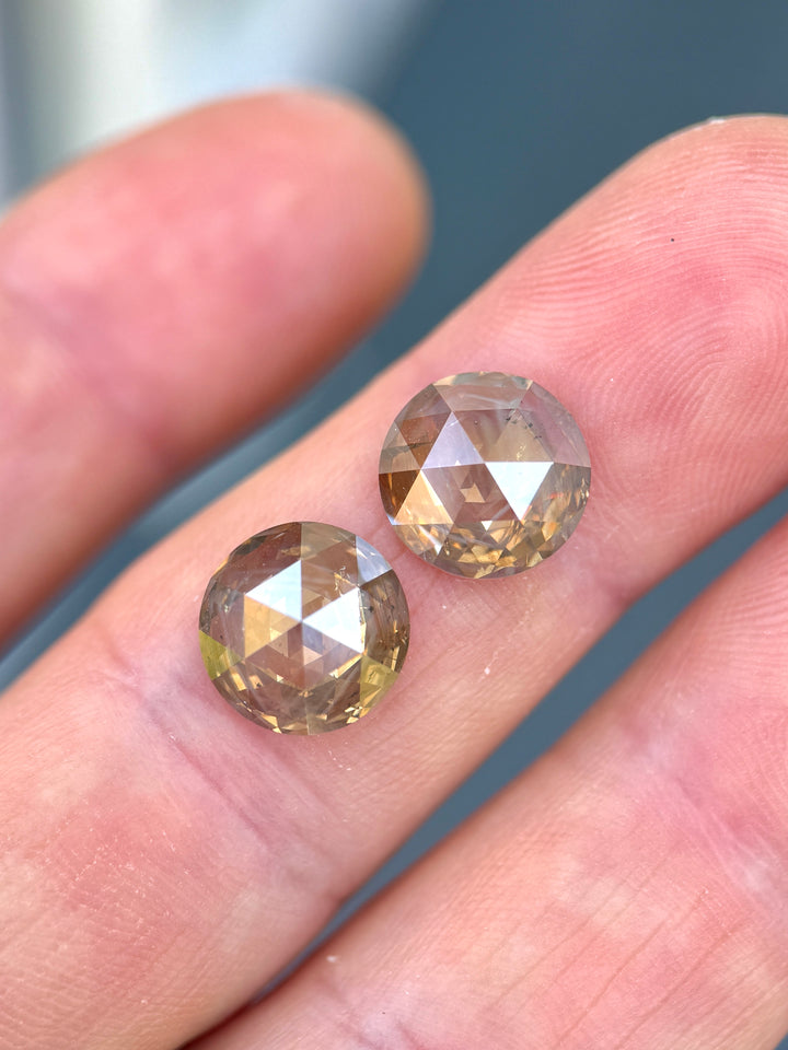 6.75CTW Diamond Pair: Tiger Striped Rose Cut