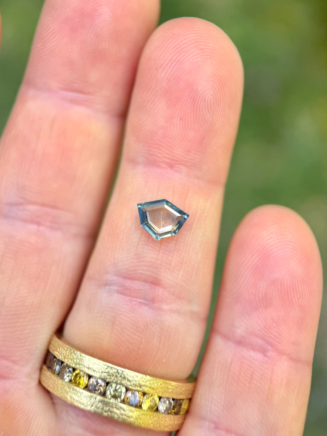 1.13CT Sapphire: Gradient Sky Teal Blue Precision Shield Portrait Cut