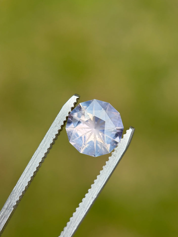 2.85CT Sapphire: Opalescent Silver Lavender Lilac Precision Custom Round Brilliant Fantasy Cut