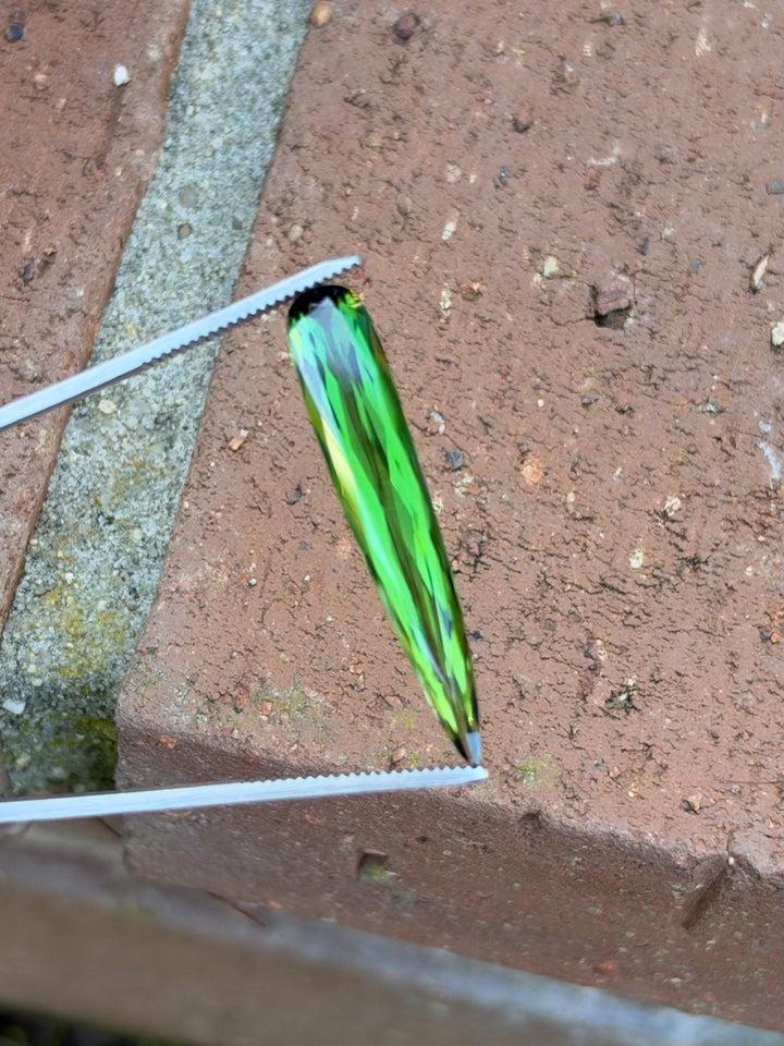 10.23CT Tourmaline: Vivid Mallard Green Precision Custom Elongated Pear/Tear Drop