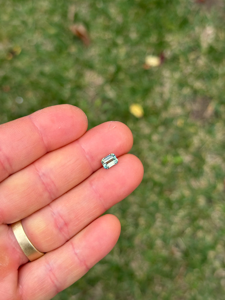 1.52CT Sapphire: Teal Green Emerald Cut