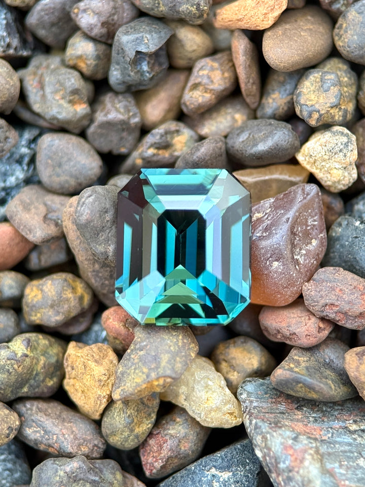2.01CT Sapphire: Deep Vivid Teal Blue Green To Earthy Green Purple Blue Precision Emerald Cut