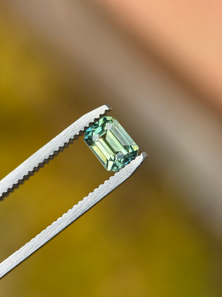 1.52CT Sapphire: Teal Green Emerald Cut