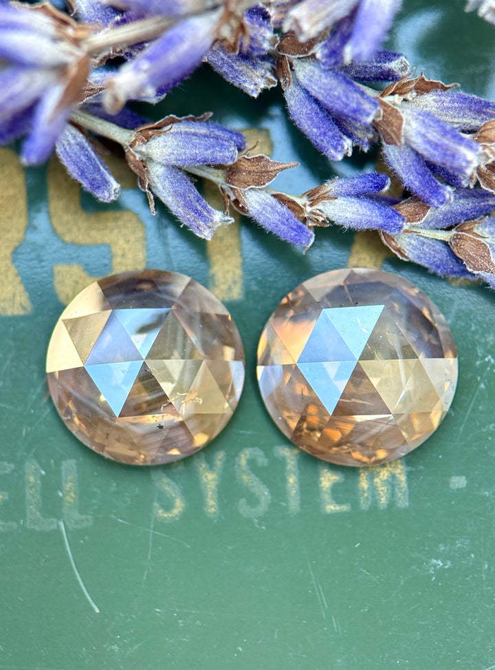6.75CTW Diamond Pair: Tiger Striped Rose Cut