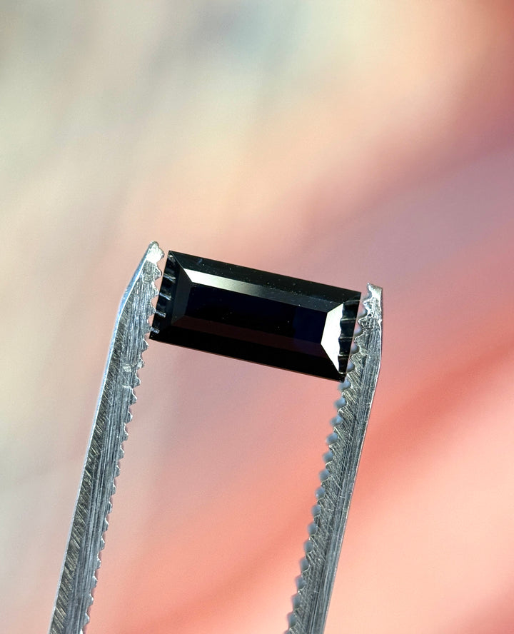1.54CT Sapphire: Midnight Blue Black Elongated Baguette Step Cut