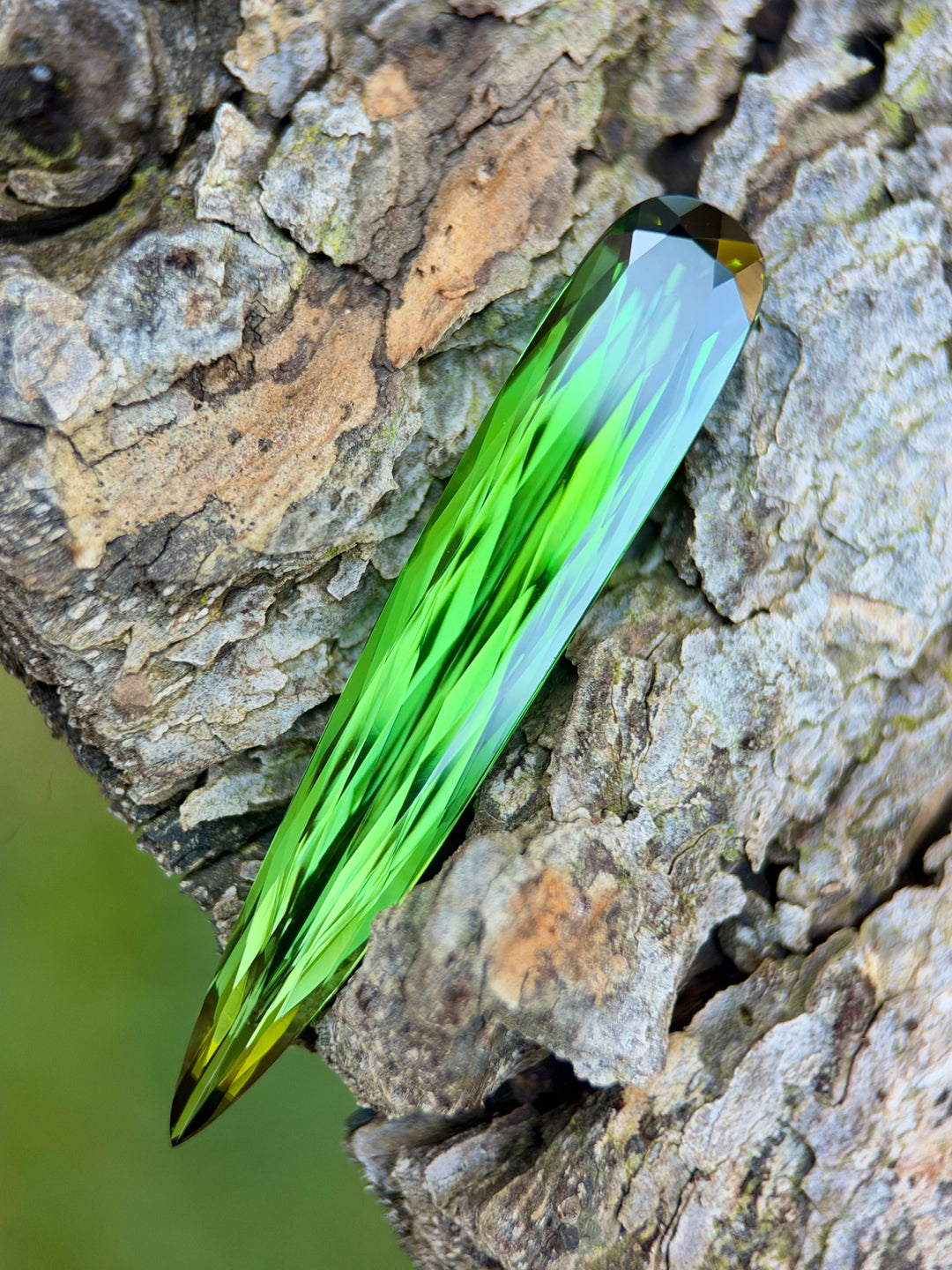 10.23CT Tourmaline: Vivid Mallard Green Precision Custom Elongated Pear/Tear Drop
