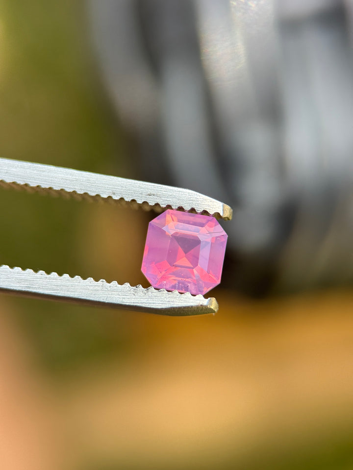 1.18CT Sapphire: Vibrant Orange Pink Opalescent Asscher Cut