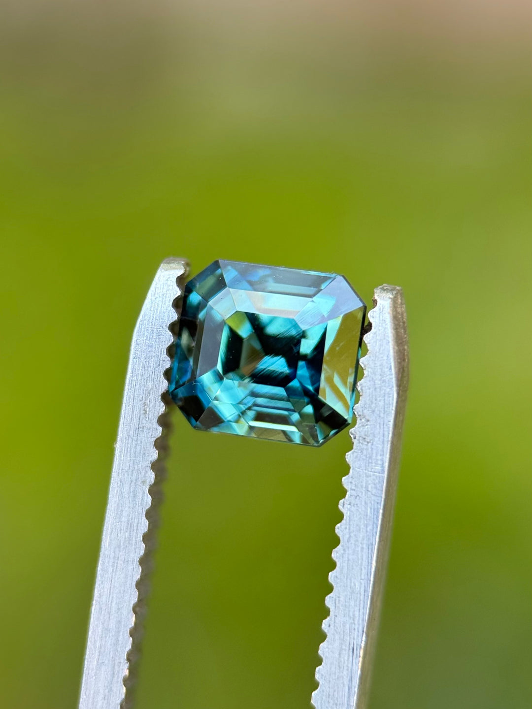 2.11CT Sapphire: Vibrant Peacock Teal Blue Green Precision Squared Emerald Cut