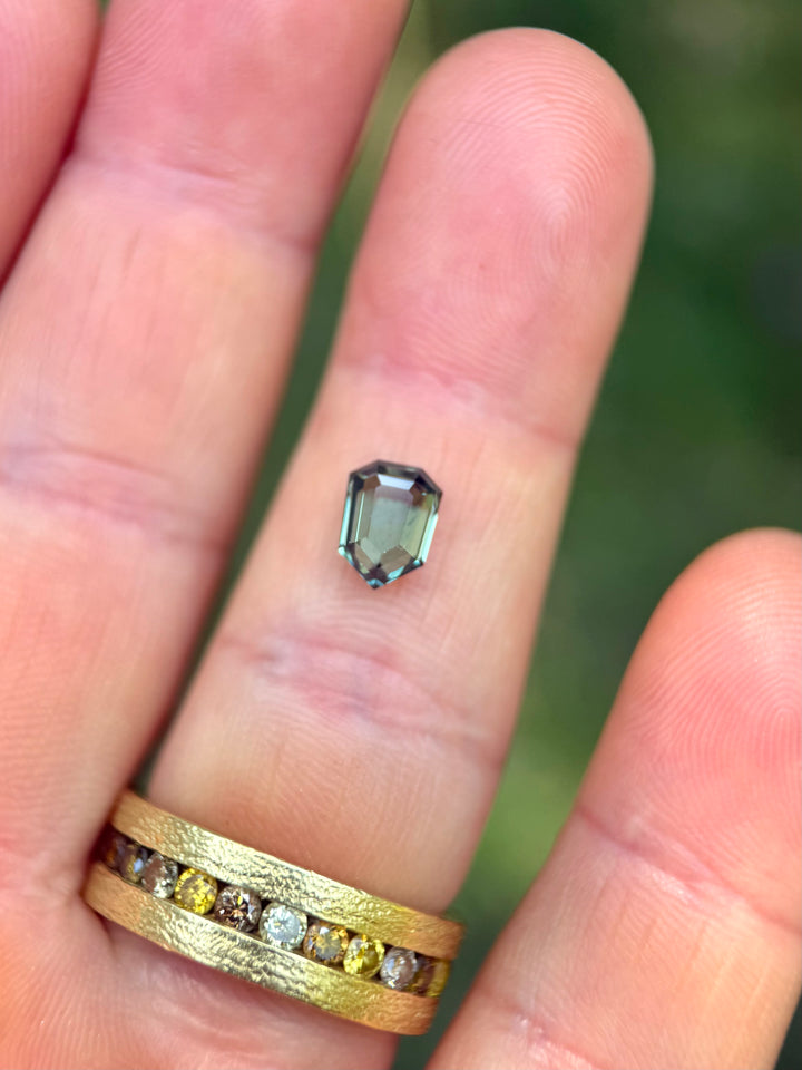 2.01CT Sapphire: Teal Green Precision Shield Portrait Cut