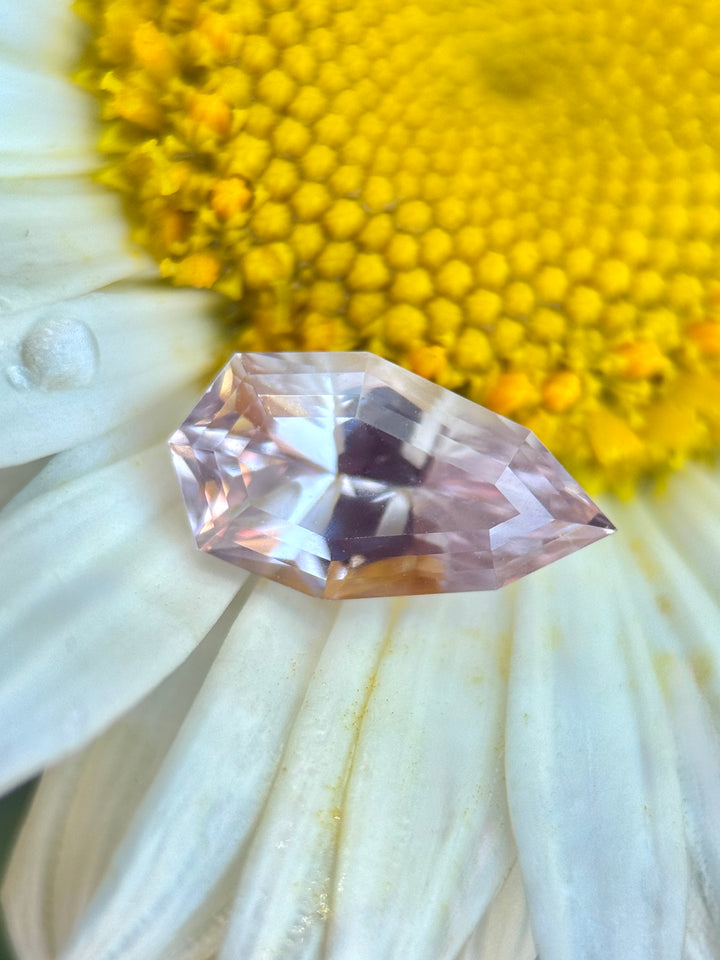 3.03CT Sapphire: Mauve Dusty Rose Pink Custom Precision Geometric Pear Cut