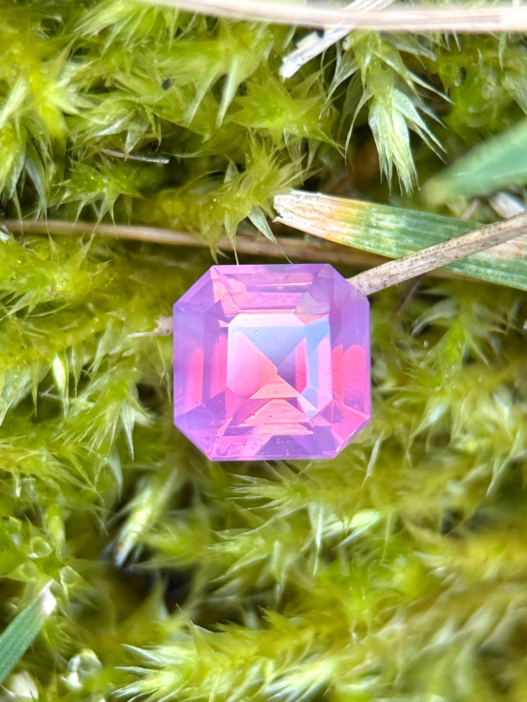 1.18CT Sapphire: Vibrant Orange Pink Opalescent Asscher Cut