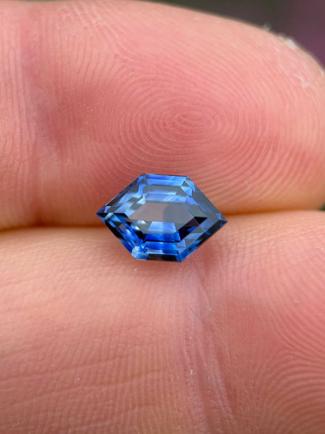 2.03CT Sapphire: Royal Blue Parti Precision Custom Elongated Hexagon Step Cut