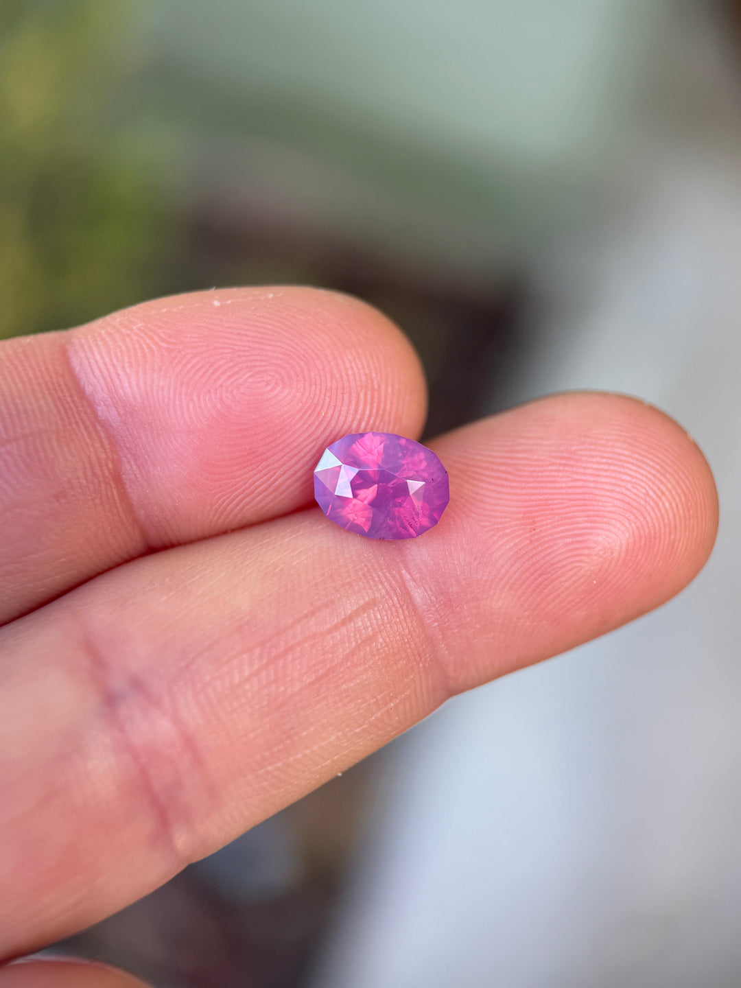 3.40CT Sapphire: Opalescent Vivid Purplish Red Pink Precision Custom Oval Brilliant Cut