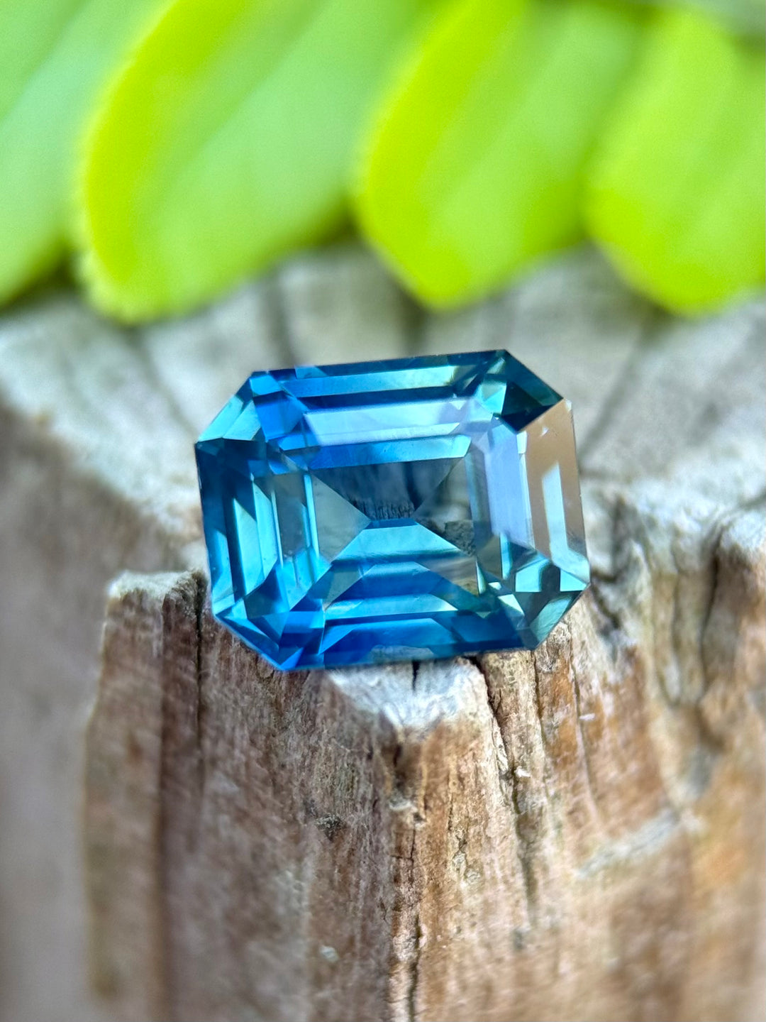 2.19CT Sapphire: Gradient Oceanic Teal Blue Parti Precision Emerald Cut
