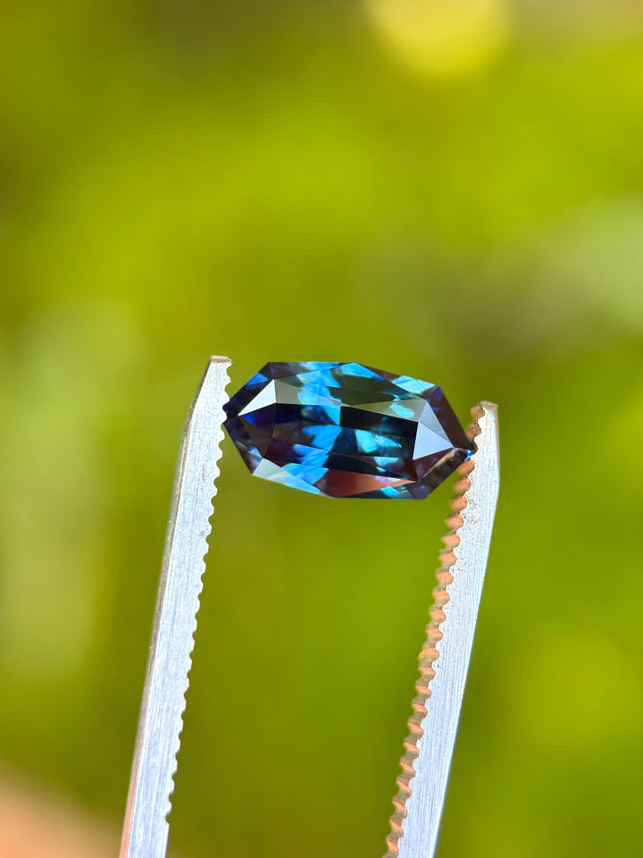 3.03CT Sapphire: Vivid Royal Teal Blue Precision Custom Geo Marquise - Elongated Octagon Mix Cut