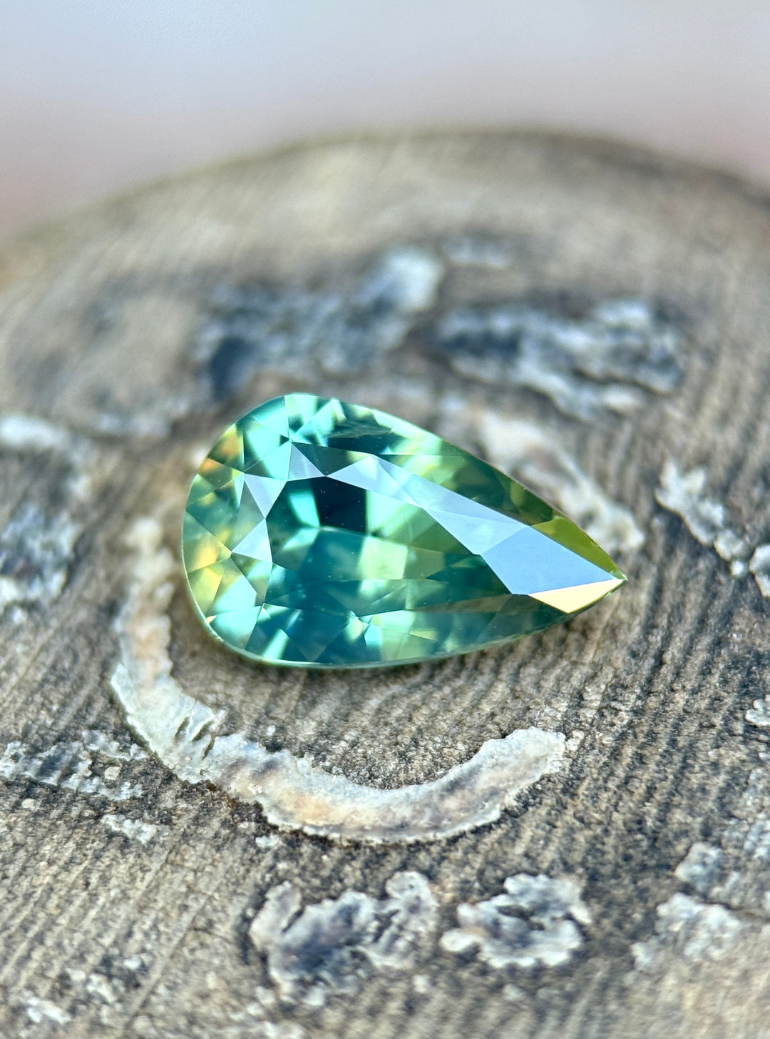 2.07CT Sapphire: Opalescent Teal Blue Green Precision Pear Mix Cut