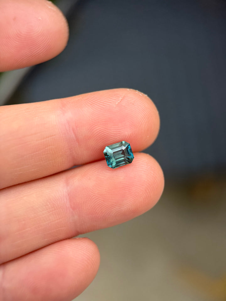 2.00CT Sapphire: Teal Green Precision Emerald Cut
