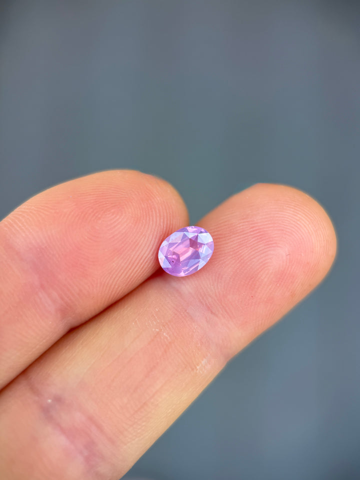 1.52CT Sapphire: Orangish Pink Opalescent Precision Oval Mixed Cut