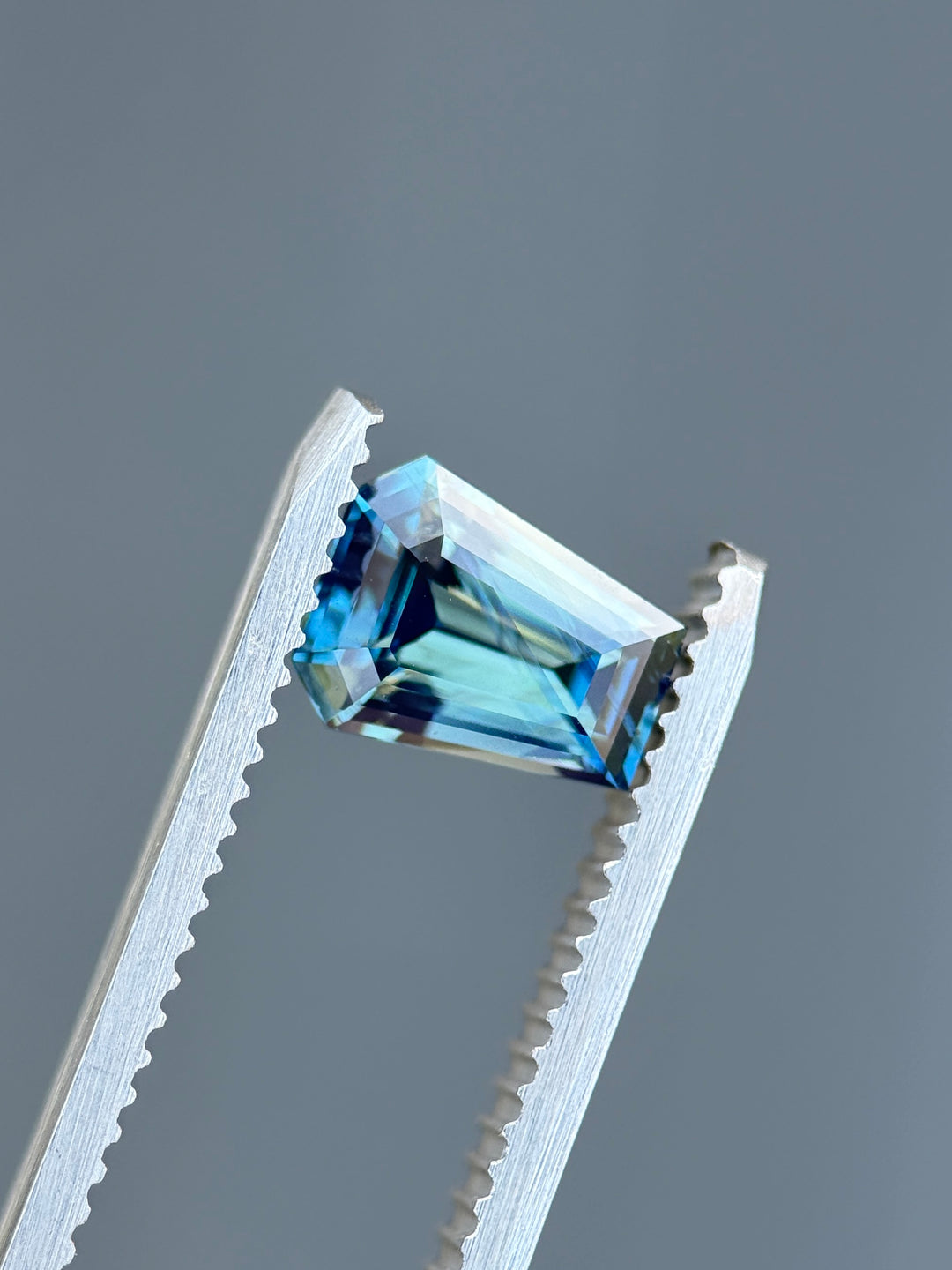 1.57CT Sapphire: Vibrant Green Teal Blue Custom Coffin Step Cut