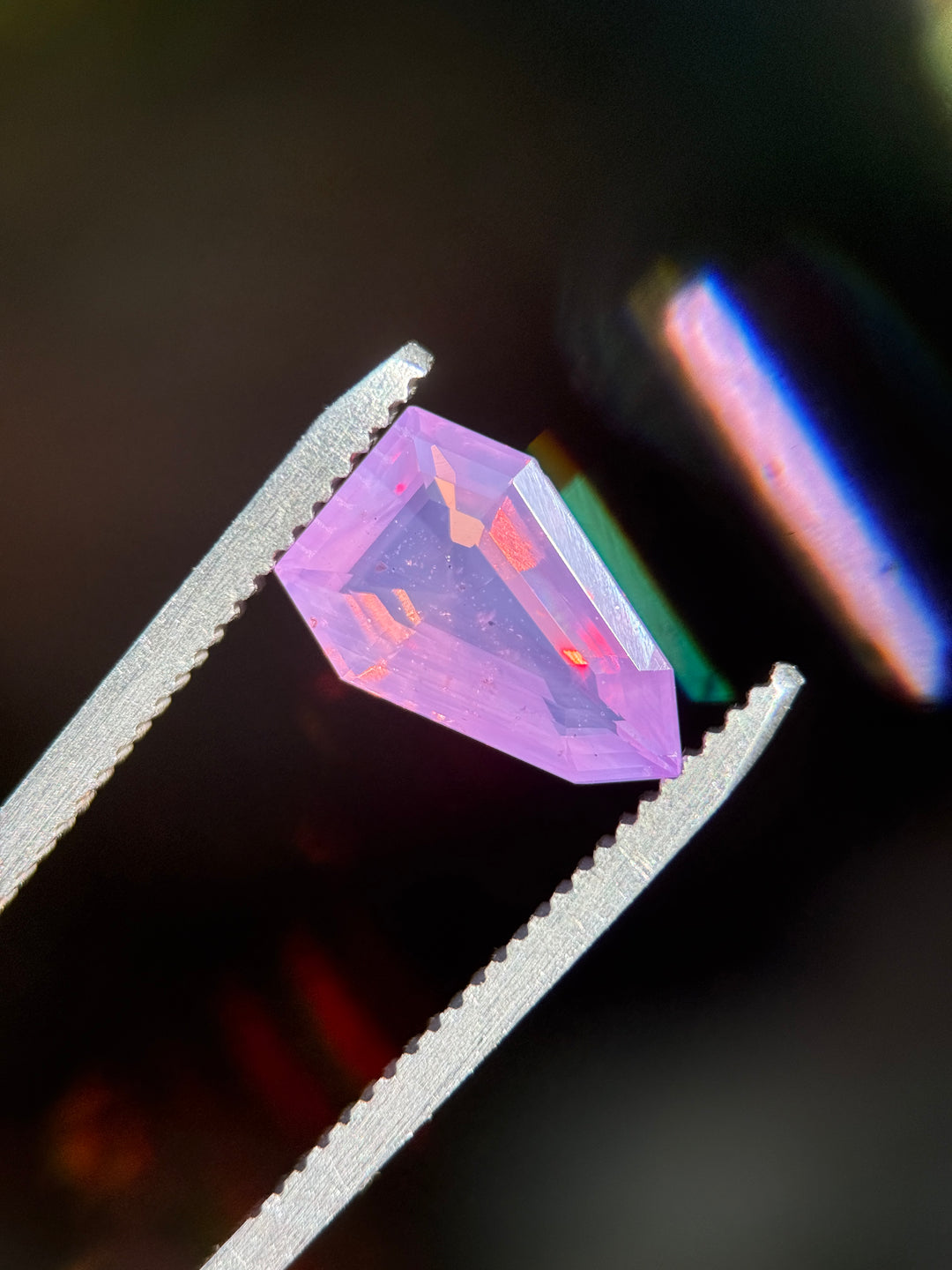 3.00CT Sapphire: Opalescent Bubblegum Pink Custom Elongated Shield Step Cut