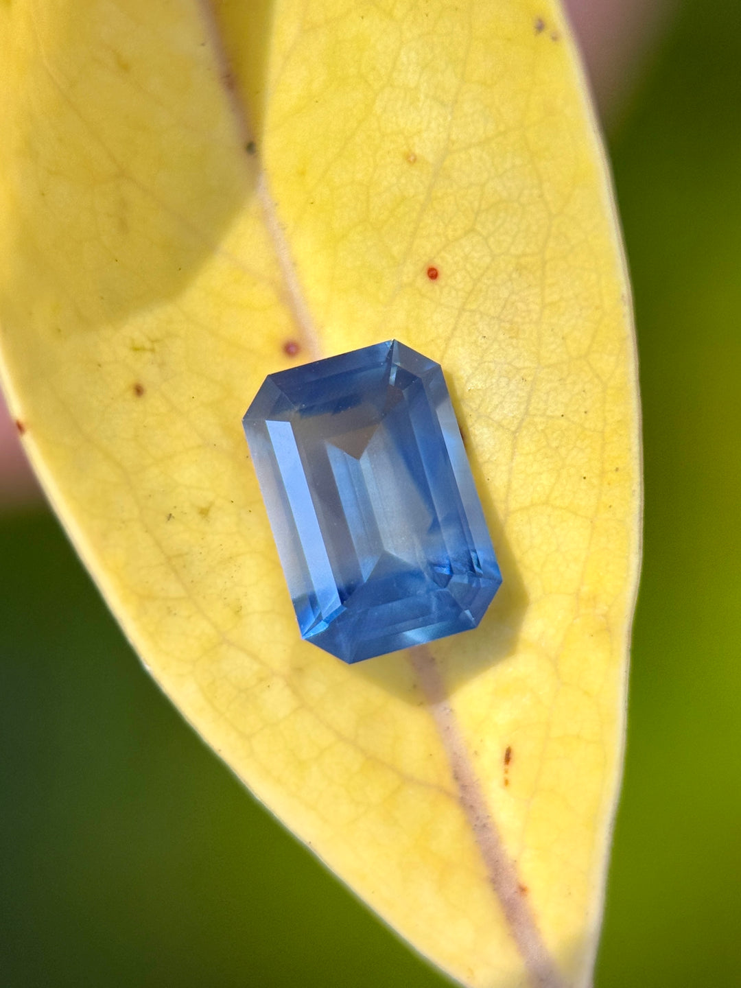 1.16CT Sapphire: Grey Denim Blue Parti Precision Emerald Cut