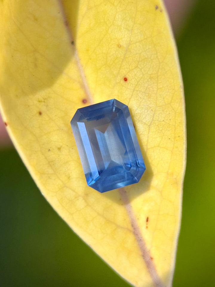 1.16CT Sapphire: Grey Denim Blue Parti Precision Emerald Cut