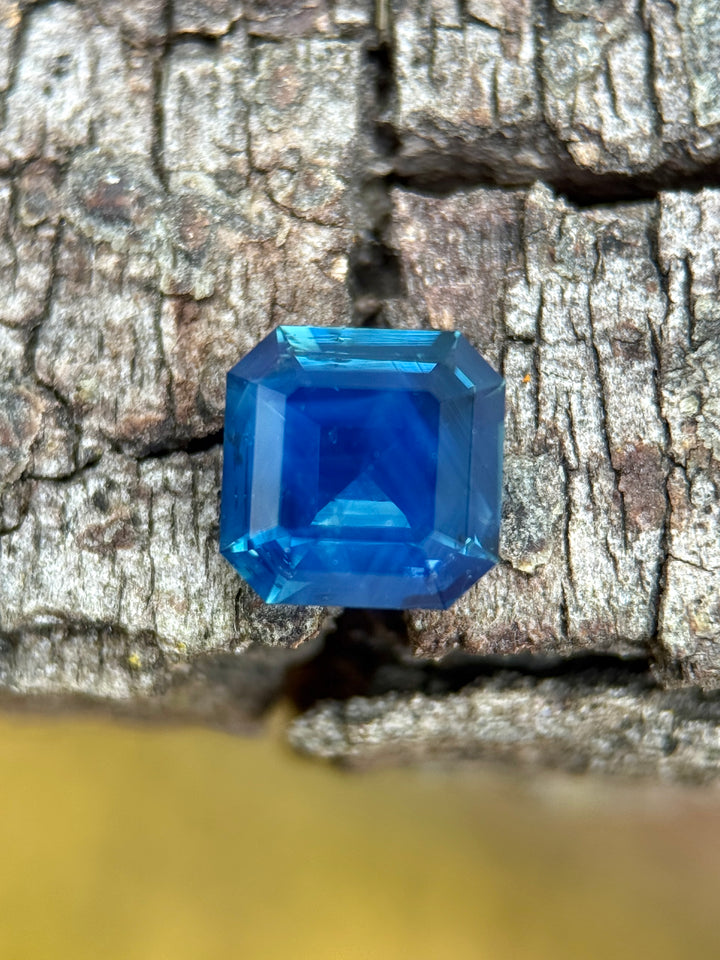 1.41CT Sapphire: Opalescent Deep Royal Blue Banded Precision Asscher Cut