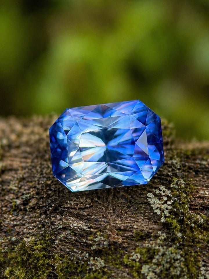 3.05CT Sapphire: Blue And Colorless Parti Precision Custom Radiant Cut