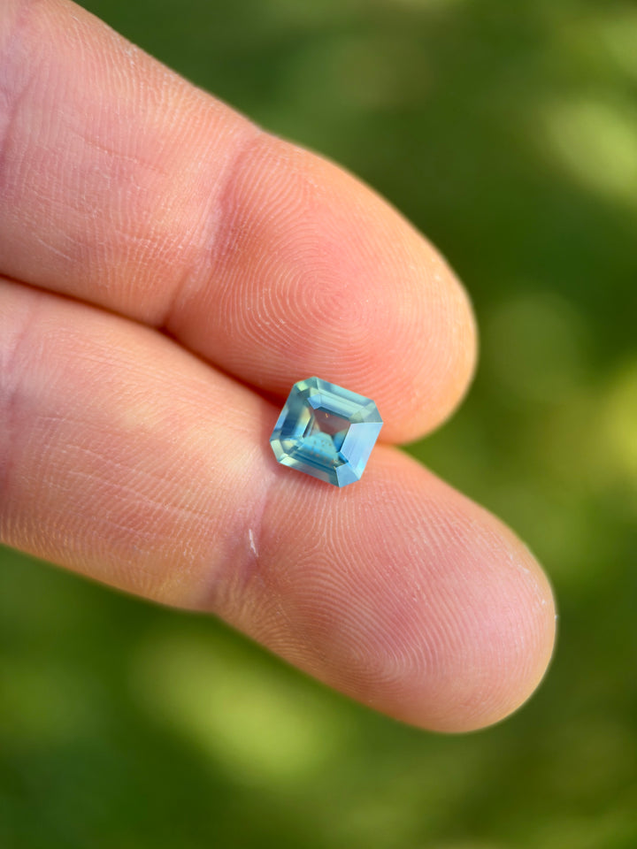 2.00CT Sapphire: Yellowish Blue Teal Opalescent Parti Precision Asscher Cut
