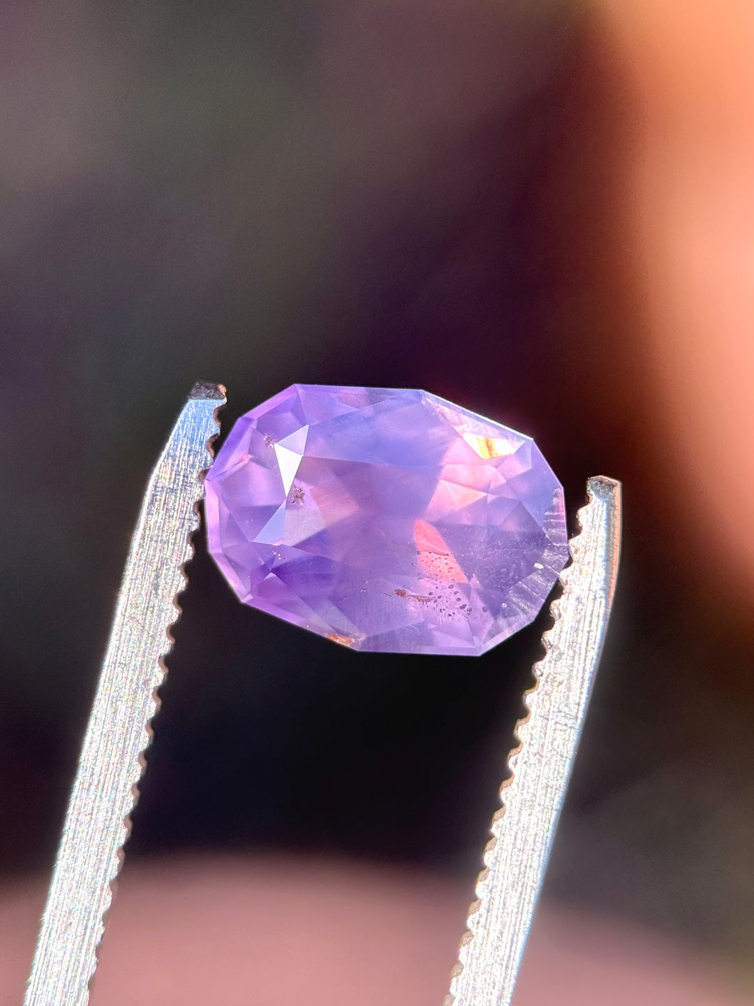 2.75CT Sapphire: Opalescent Purple Precision Custom Geometric Oval Brilliant Cut