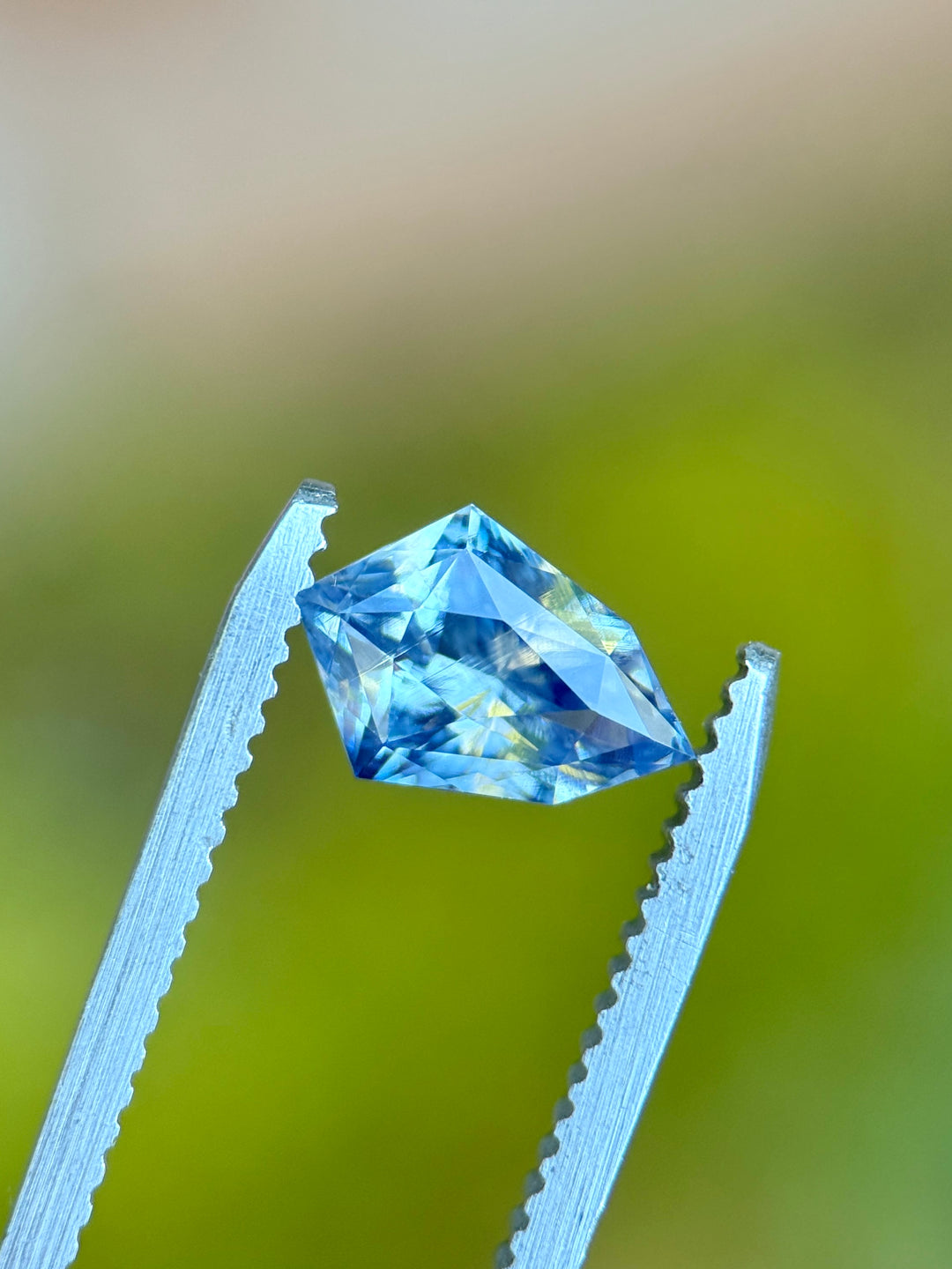 2.05CT Sapphire: Opalescent Gradient White Blue Parti Precision Custom Shield Mixed Cut