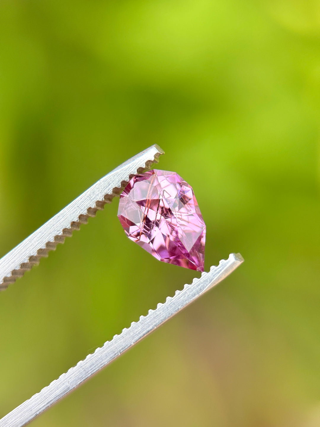 1.62CT Sapphire: Rutilated Rose Pink Precision Custom Geo Pear Mix Cut
