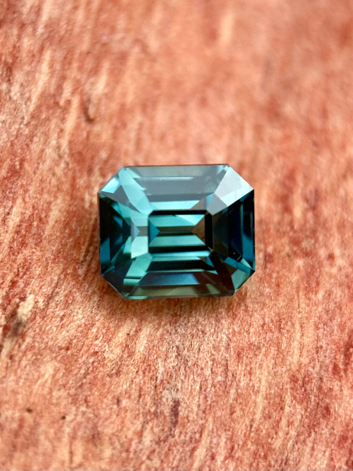 2.00CT Sapphire: Teal Green Precision Emerald Cut