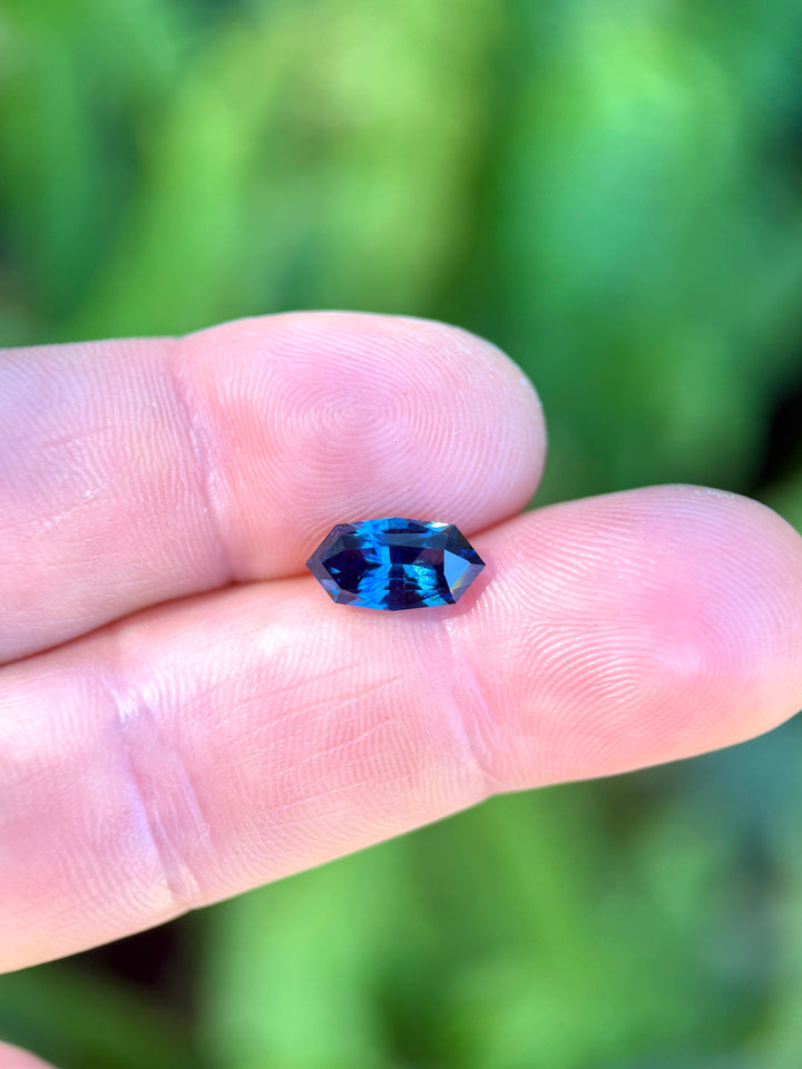 3.03CT Sapphire: Vivid Royal Teal Blue Precision Custom Geo Marquise - Elongated Octagon Mix Cut