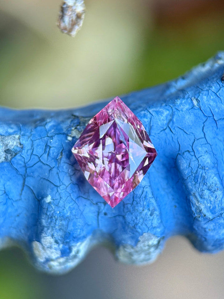 2.06CT Sapphire: Vibrant Strawberry Pink Precision Custom Rhombus Kite Brilliant Cut