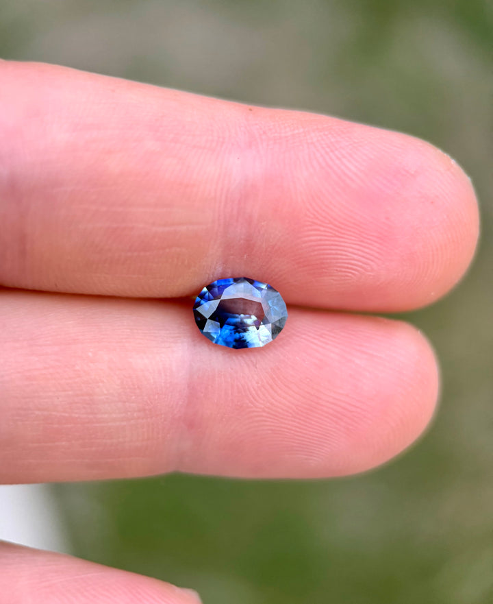 1.65CT Sapphire: Denim Blue Colorless Parti Precision Oval Mix Cut