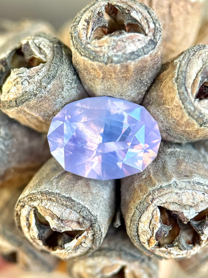 2.58CT Sapphire: Opalescent Pinkish Purple Lavender Precision Custom Oval Brilliant Cut