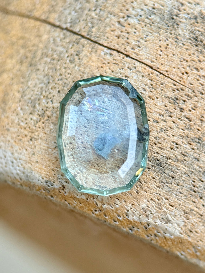 1.84CT Sapphire: Seafoam Green Geometric Oval Portrait Cut